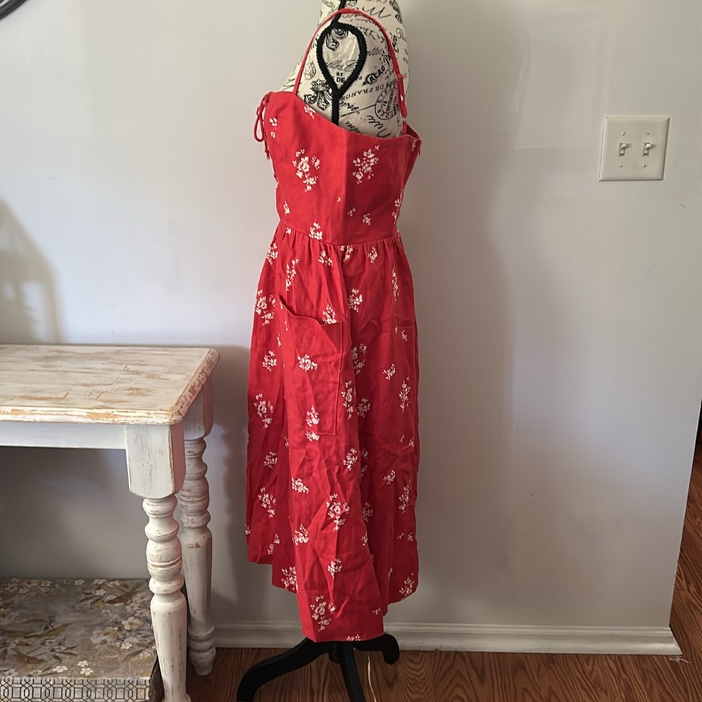 Reformation Red Floral Midi Dress - Picture 6 of 11